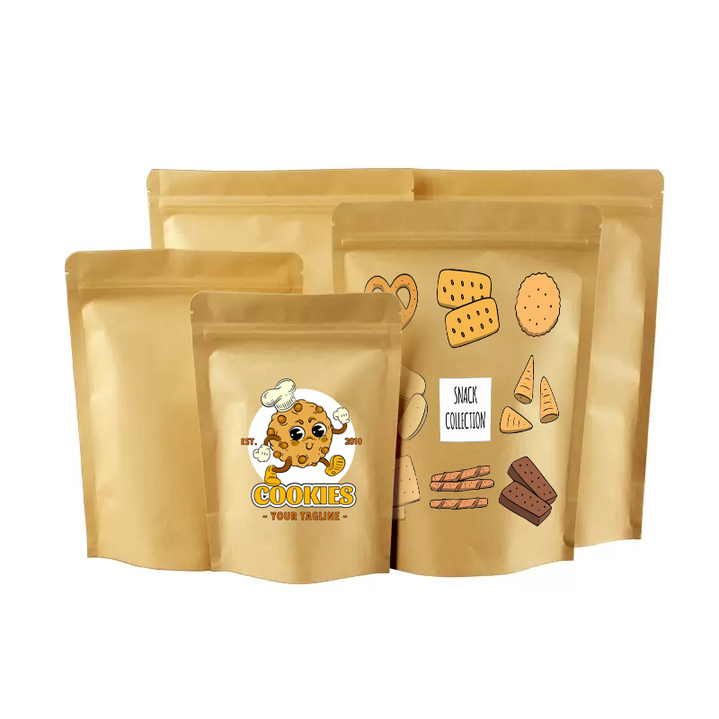 맞춤형 로고 갈색 크라프트 종이 스탠드형 지퍼백, 애완 - Food Snacks Logos 리뷰 및 가격