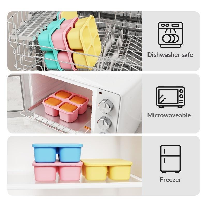 식품 등급 실리콘 스낵 박스, 4칸 분리형, 밀폐 뚜껑 - Food Snacks For Picnic 리뷰 및 가격